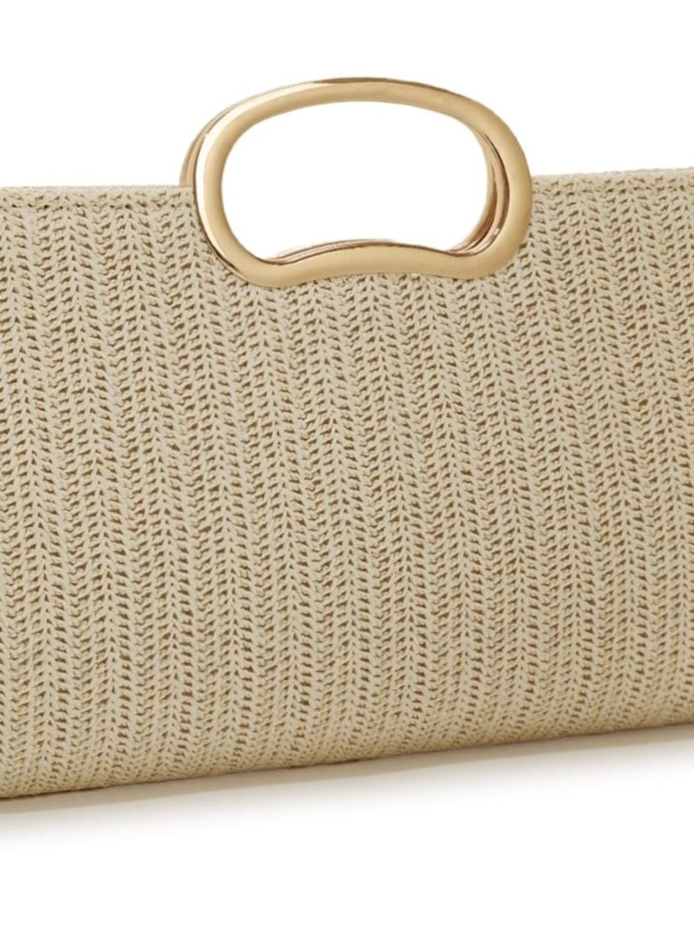 Top Handle Straw Clutch Purse for Women, Summer Straw Evening Bag, Woven Beach V